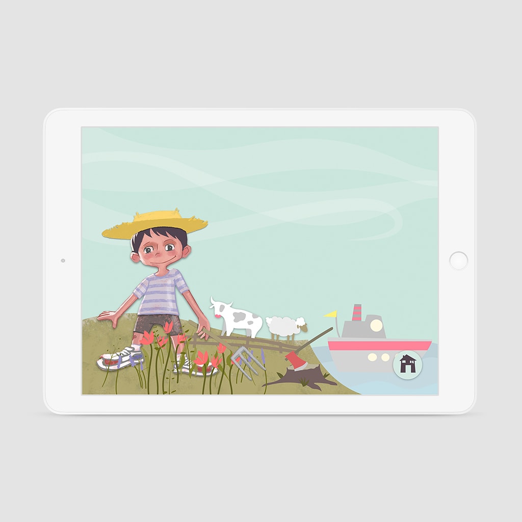 Ilustración de portadilla del sector primario para cuento interactivo