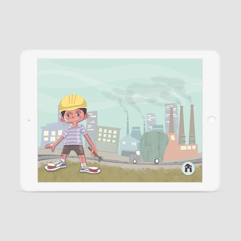 Ilustración de portadilla del sector secundario para cuento interactivo