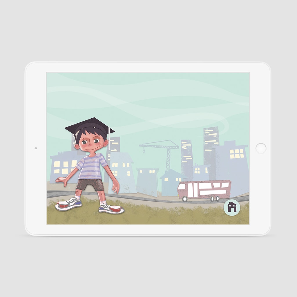 Ilustración de portadilla del sector terciario para cuento interactivo